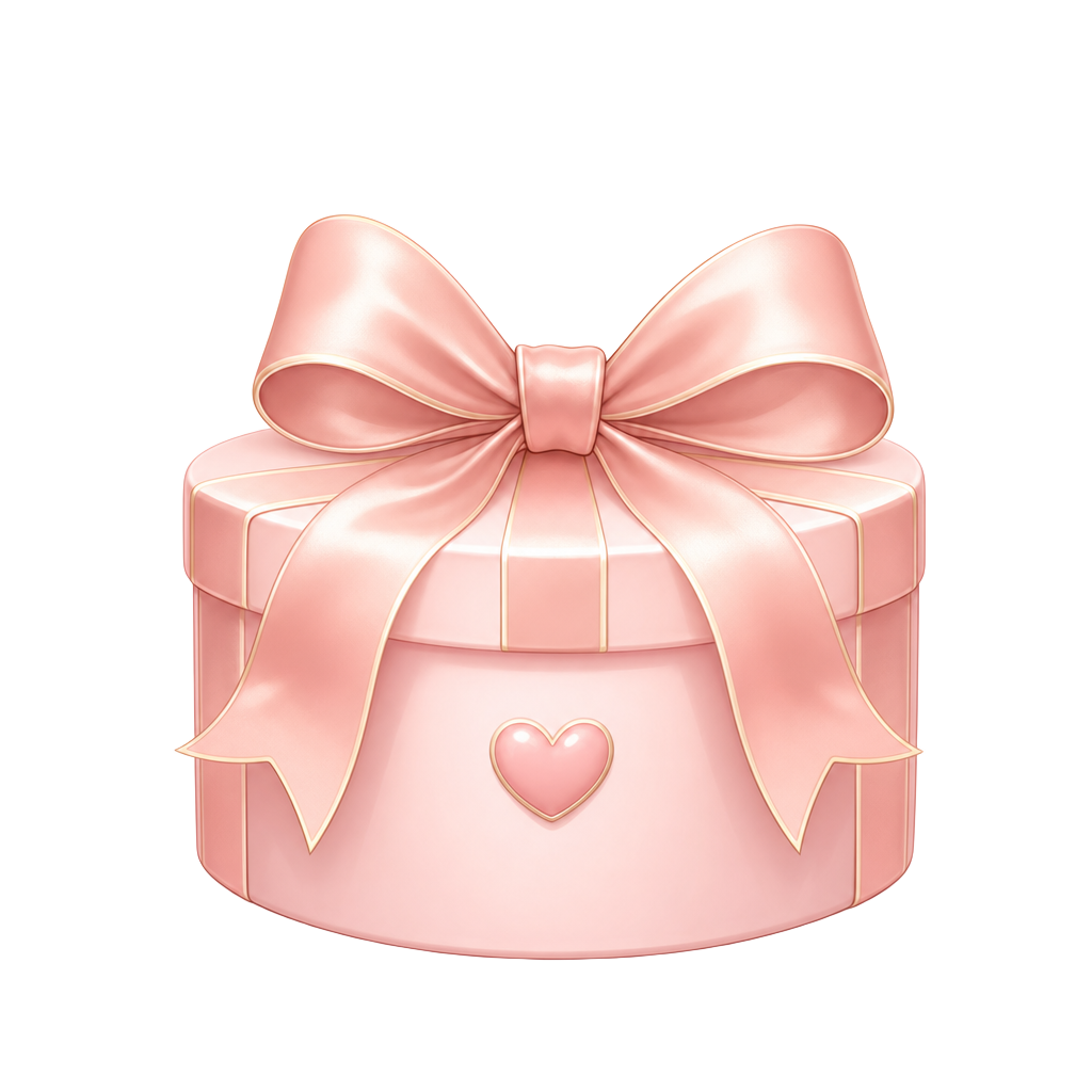 A cute pastel gift box with a silky ribbon